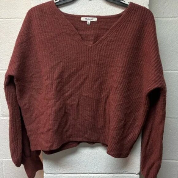 Madewell V-Neck Sweater in Rich Rust. Size Medium - Picture 1 of 5